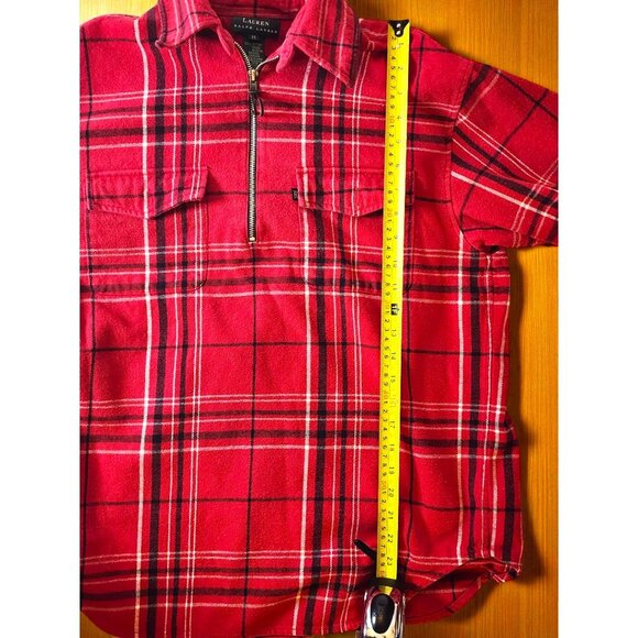 Ralph Lauren Red Plaid Flannel Half-Zip Shirt – Women’s Medium – Cozy - Picture 6 of 9